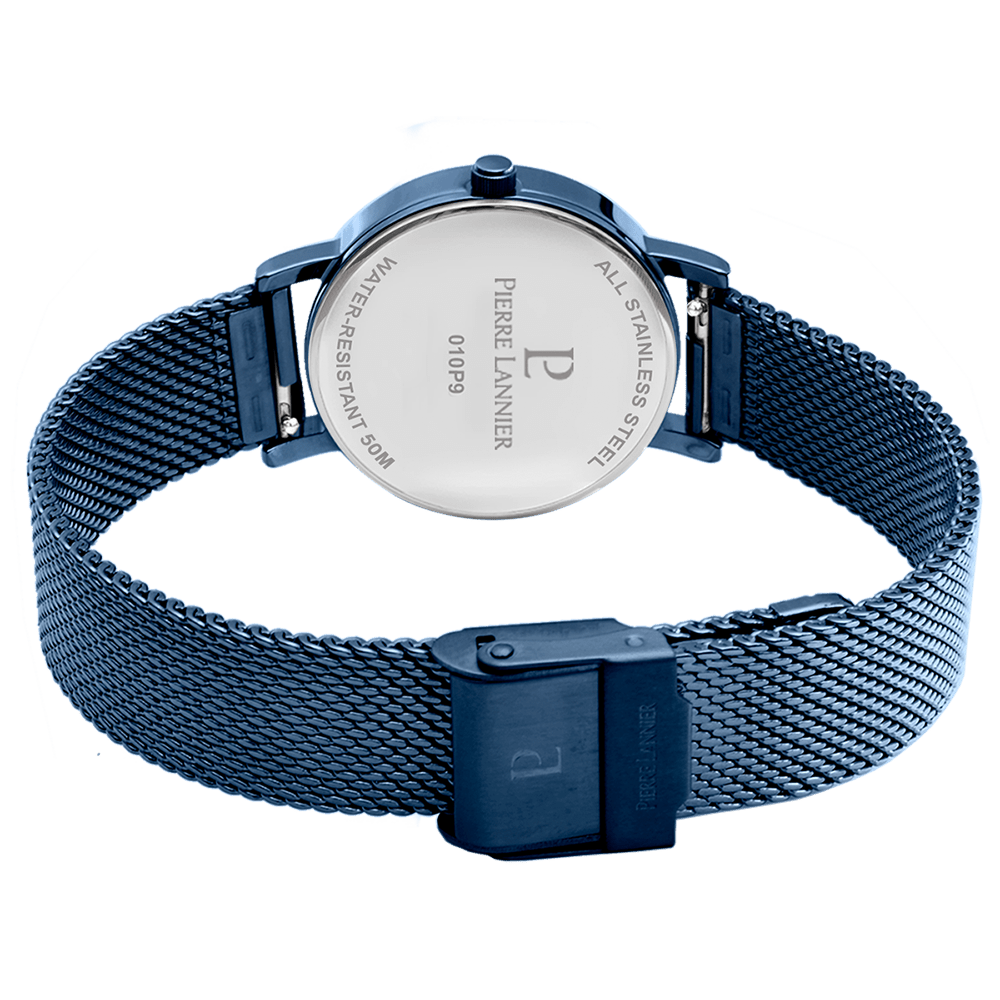 Montre Pierre LANNIER MULTIPLES Acier bleu Maille milanaise bleu - Bijouterie TAMARA
