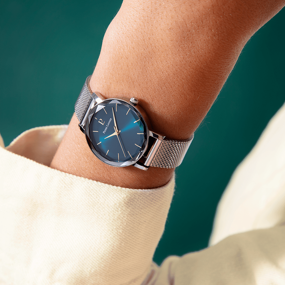 Montre Pierre LANNIER MULTIPLES Acier Vert Maille milanaise - Bijouterie TAMARA