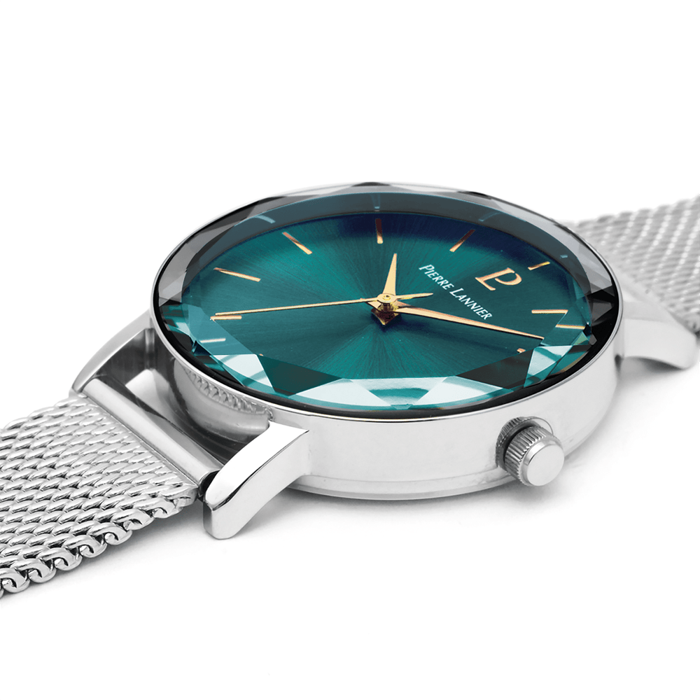 Montre Pierre LANNIER MULTIPLES Acier Vert Maille milanaise - Bijouterie TAMARA