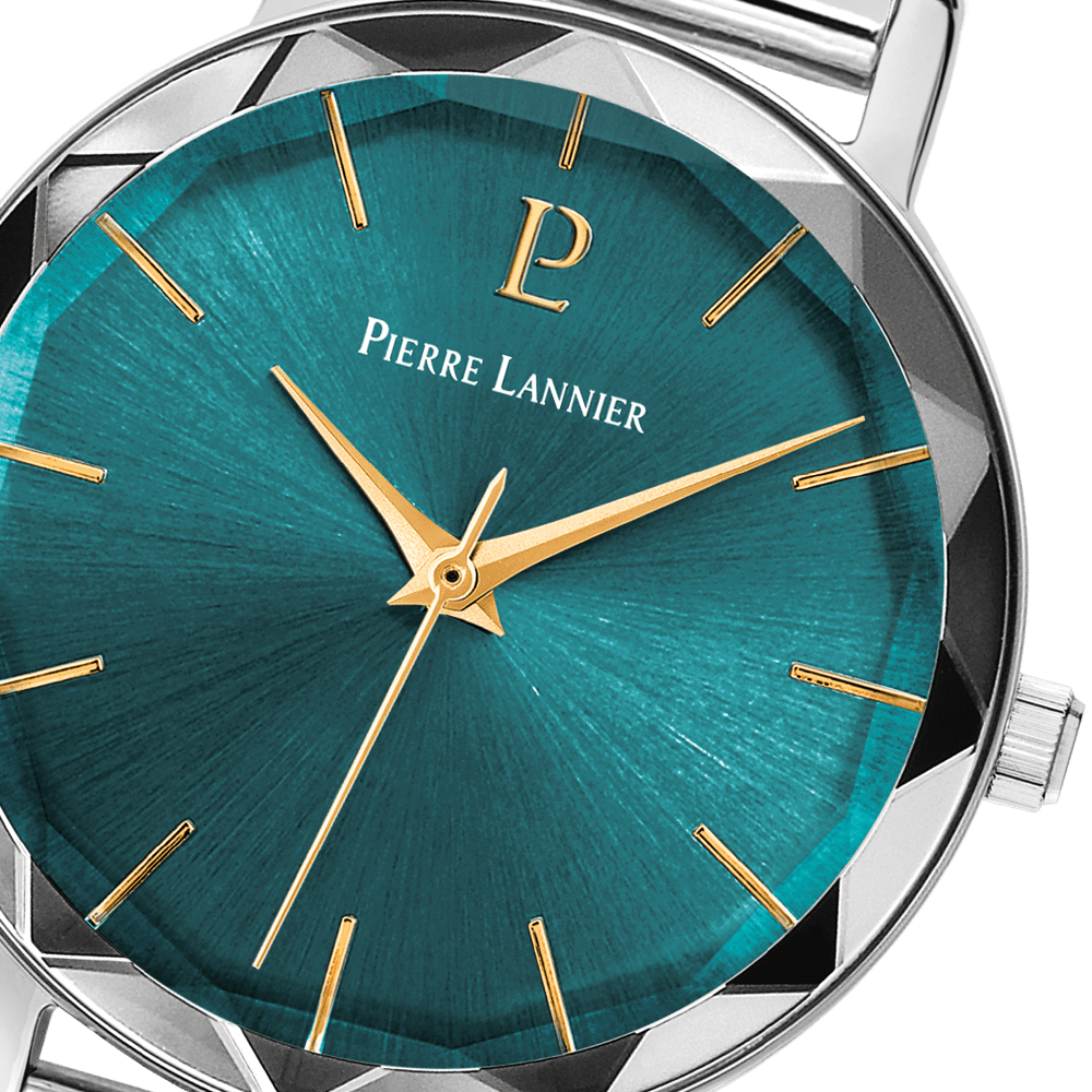 Montre Pierre LANNIER MULTIPLES Acier Vert Maille milanaise - Bijouterie TAMARA