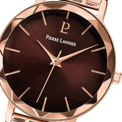 Montre Pierre LANNIER MULTIPLES Rose doré Chocolat acier rose doré - Bijouterie TAMARA