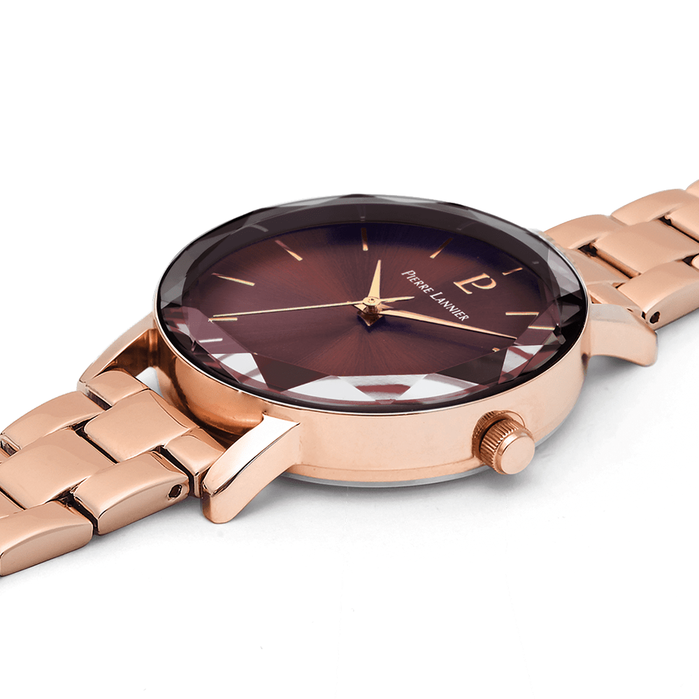 Montre Pierre LANNIER MULTIPLES Rose doré Chocolat acier rose doré - Bijouterie TAMARA