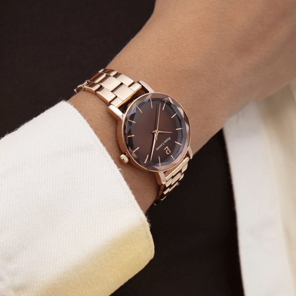Montre Pierre LANNIER MULTIPLES Rose doré Chocolat acier rose doré - Bijouterie TAMARA