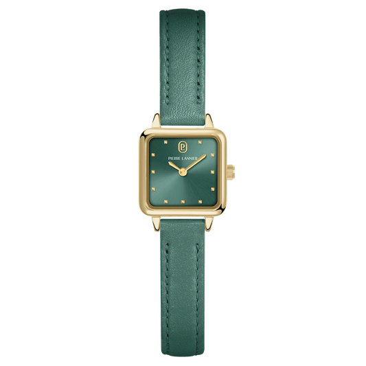 Montre Pierre LANNIER NEORA Dorée Vert Cuir Vert - MONTRES -059H577