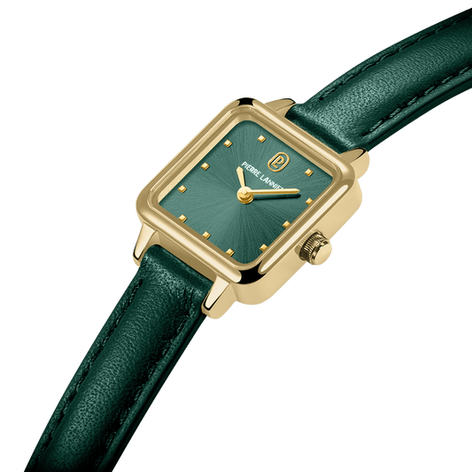 Montre Pierre LANNIER NEORA Dorée Vert Cuir Vert - MONTRES -059H577