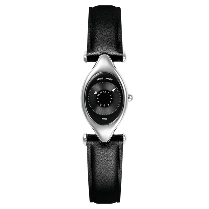 Montre Pierre LANNIER OVNI Acier noir Cuir noir - MONTRES -094L633