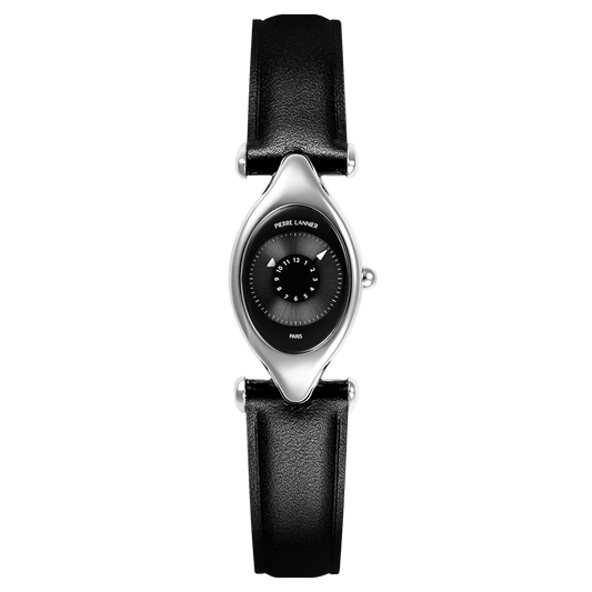 Montre Pierre LANNIER OVNI Acier noir Cuir noir - MONTRES -094L633