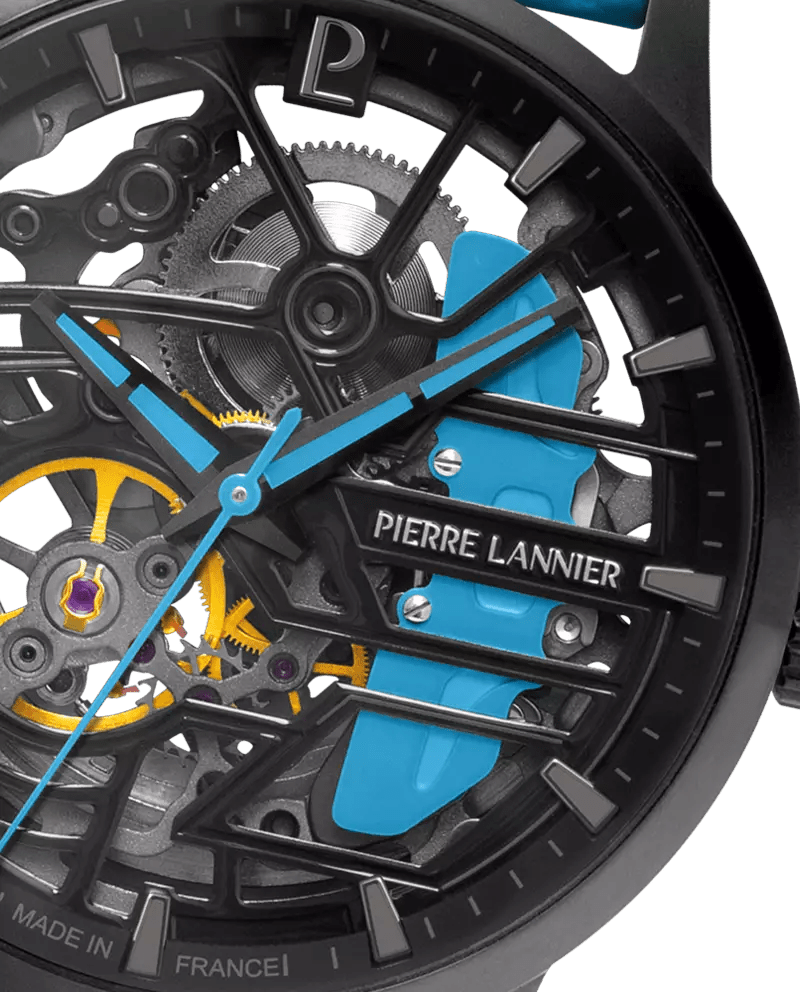 Montre Pierre LANNIER PADDOCK Femme Noir Cuir Bleu - Bijouterie TAMARA