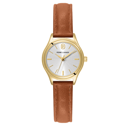 Montre Pierre LANNIER PYA Doré Argent cuir marron - MONTRES - 021K524