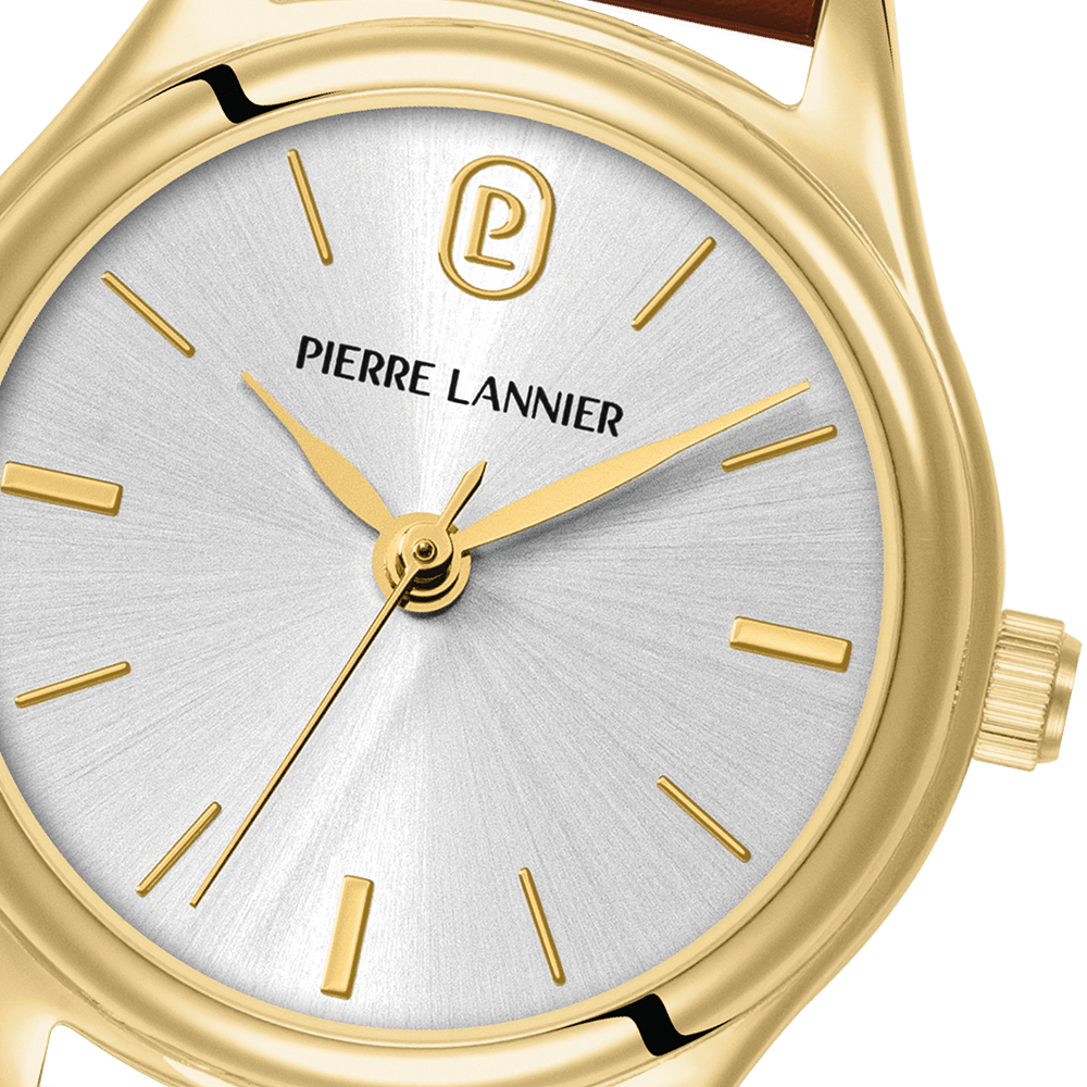 Montre Pierre LANNIER PYA Doré Argent cuir marron - MONTRES - 021K524