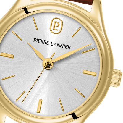 Montre Pierre LANNIER PYA Doré Argent cuir marron - MONTRES - 021K524