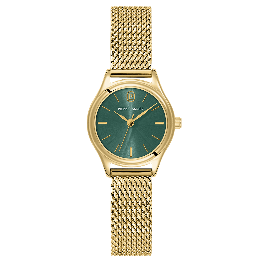 Montre Pierre LANNIER PYA Doré Vert maille milanaise - MONTRES - 021K572