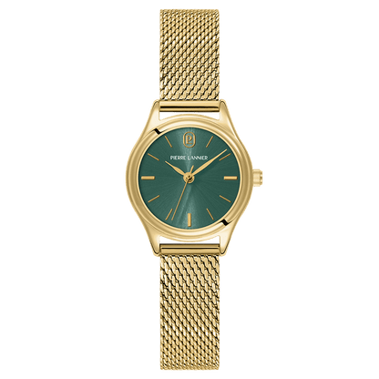 Montre Pierre LANNIER PYA Doré Vert maille milanaise - MONTRES - 021K572