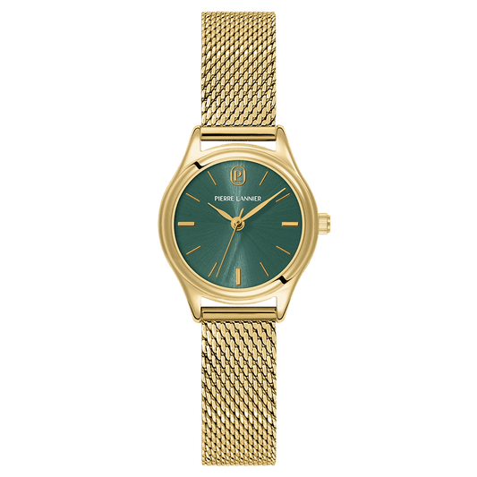 Montre Pierre LANNIER PYA Doré Vert maille milanaise - MONTRES - 021K572
