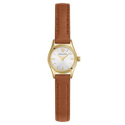 Montre Pierre LANNIER PYA Mini Doré Argent cuir marron - MONTRES - 091M524