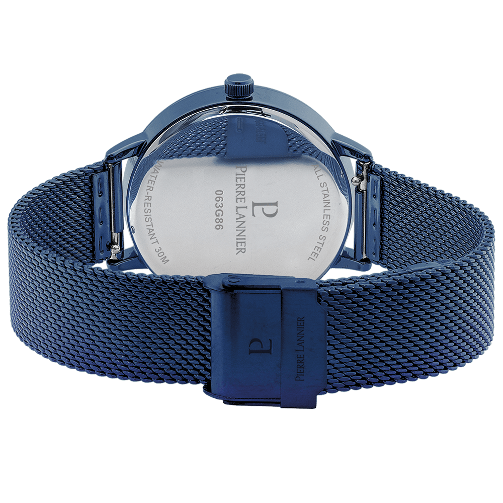 Montre Pierre LANNIER TALLIA Bleu Floral Maille milanaise bleu - Bijouterie TAMARA