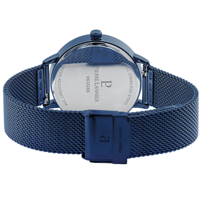 Montre Pierre LANNIER TALLIA Bleu Floral Maille milanaise bleu - Bijouterie TAMARA