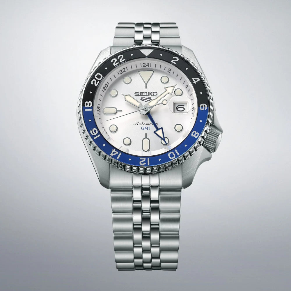 Montre SEIKO 5 Sports Auto GMT Acier blanc