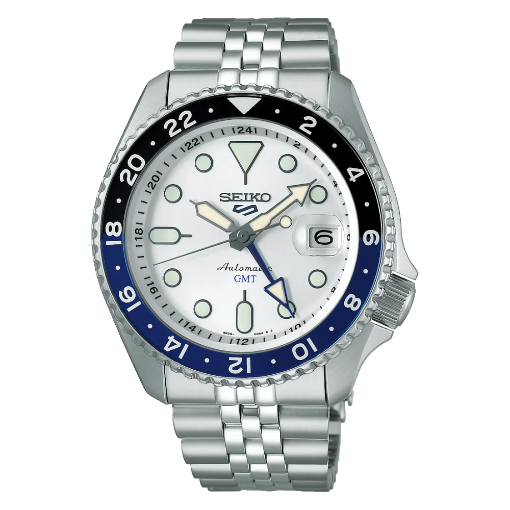 Montre SEIKO 5 Sports Auto GMT Acier blanc
