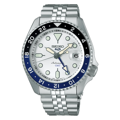 Montre SEIKO 5 Sports Auto GMT Acier blanc
