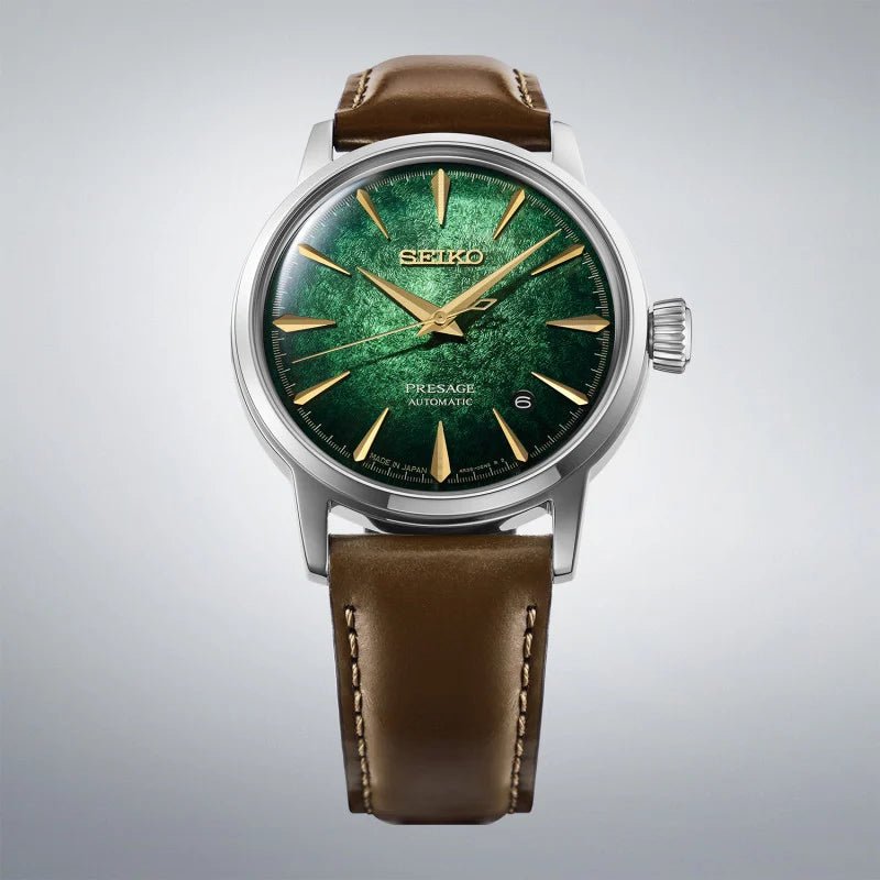 Montre SEIKO Presage automatique Cuir Vert index dorés - MONTRES -HCB002J1