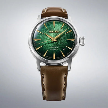 Montre SEIKO Presage automatique Cuir Vert index dorés - MONTRES -HCB002J1