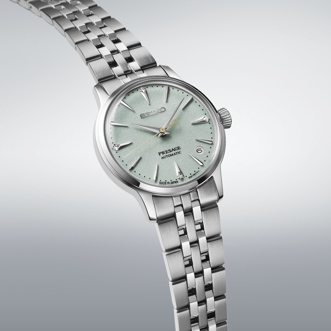 Montre SEIKO Presage automatique femme Acier Vert menthe diamants - MONTRES - SRPL63J1