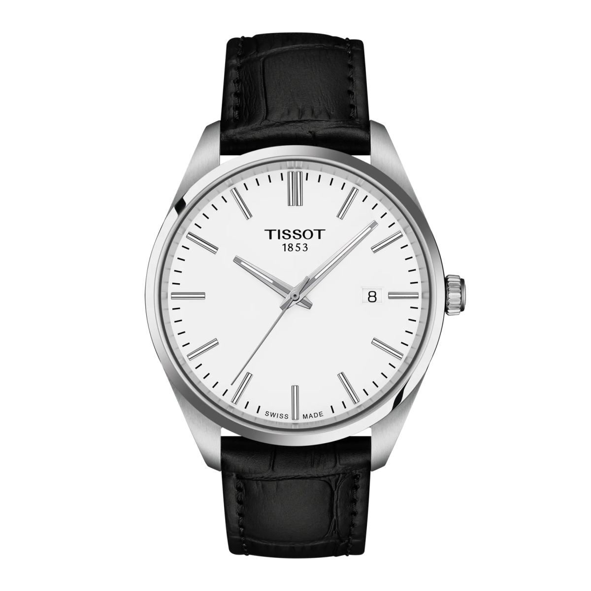 Montre TISSOT PR100 Acier Blanc Cuir noir 40mm - MONTRES - T1504101601100