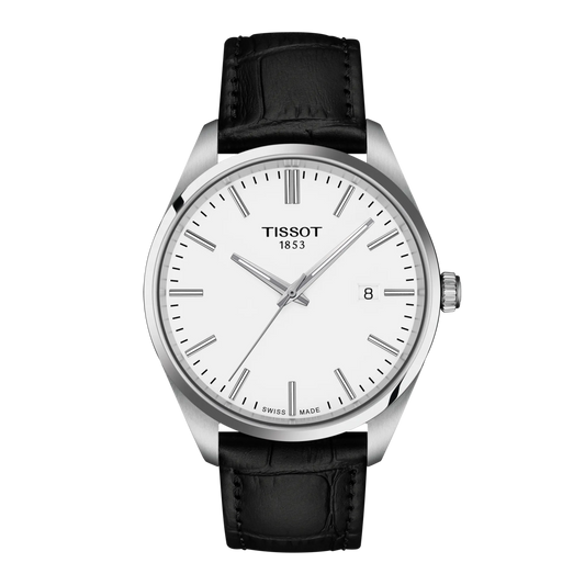 Montre TISSOT PR100 Acier Blanc Cuir noir 40mm - MONTRES - T1504101601100
