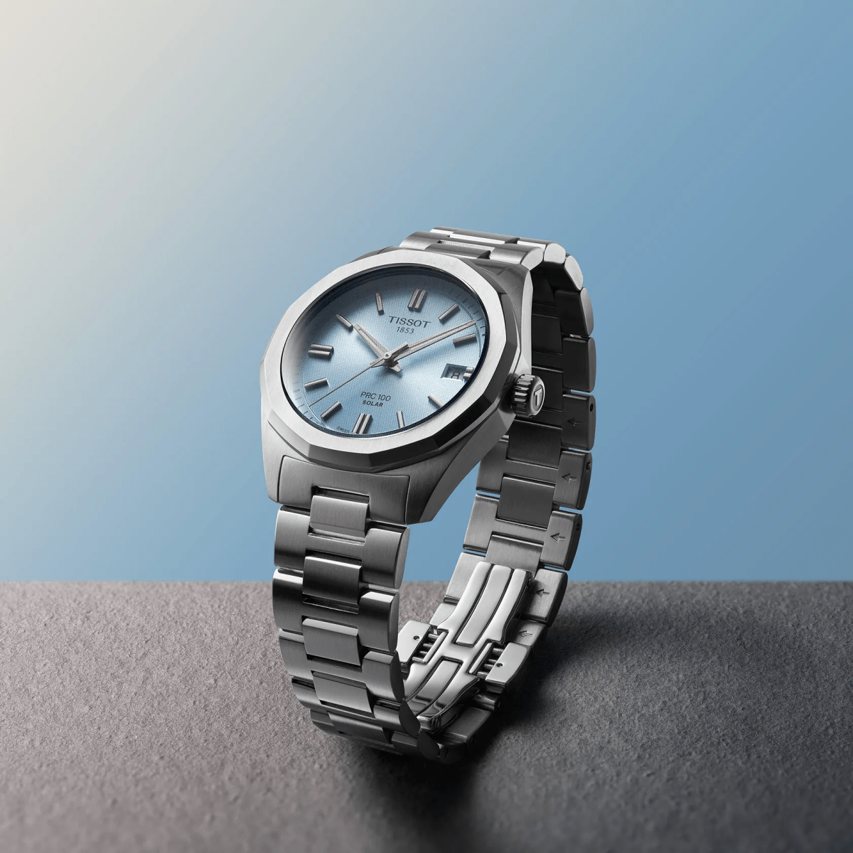 Montre TISSOT PRC 100 Solar Acier Bleu ciel 34mm - Tissot - Bijouterie TAMARA