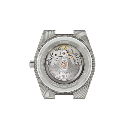 Montre TISSOT PRX Acier Damas Powermatic 80 38mm Cuir noir - MONTRES - T1378079608100