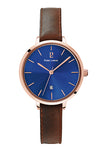 Montre Pierre Lannier Echo cuir marron bleue