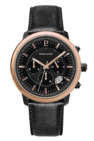 Pierre Lannier Pulse Black Leather Watch