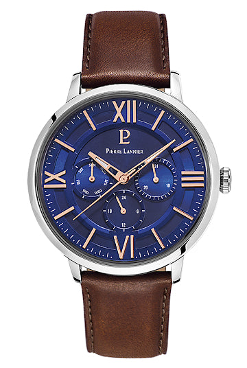 Pierre Lannier Beaucour Blue Leather Watch