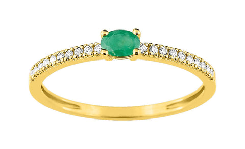 Solitaire ring in 750 Yellow Gold Emerald and zirconiums