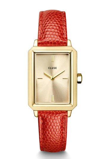 CLUSE Fluette watch Gold red leather