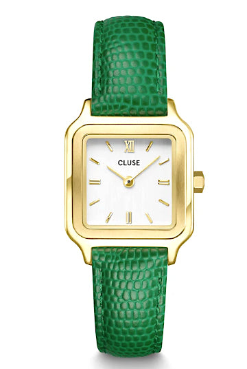 Graceful Golden Green Leather CLUSE Watch