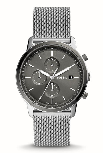 Montre FOSSIL Minimalist chronographe maille milanaise gris