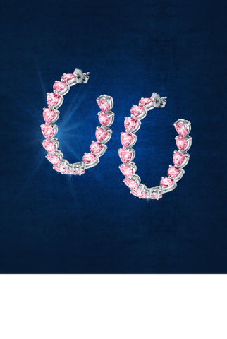 Chiara Ferragni Infinity Love Hoop Earrings Pink Crystals
