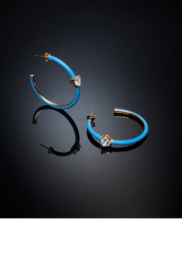 Large Chiara Ferragni Love Parade Blue Hoop Earrings