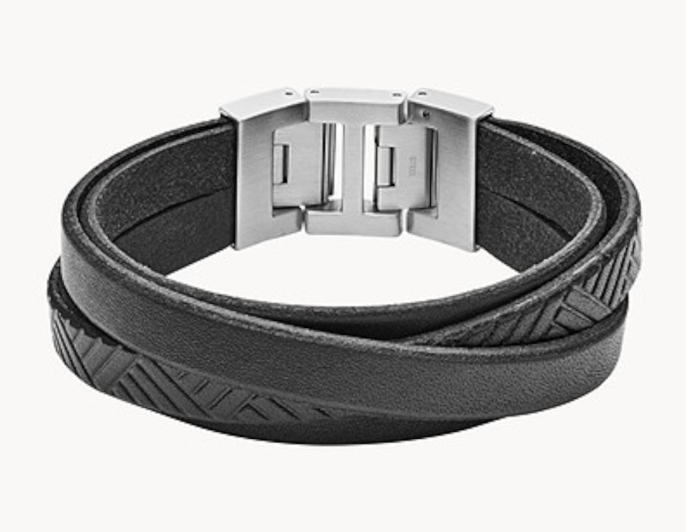 FOSSIL black leather bracelet