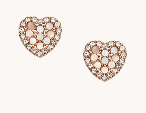 FOSSIL Heart rose gold earrings