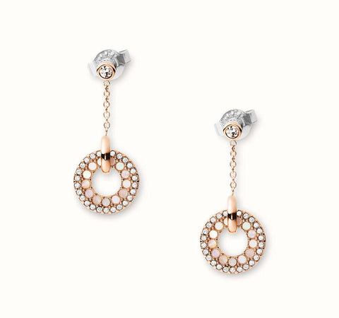 FOSSIL Links rose gold and mother-of-pearl earrings