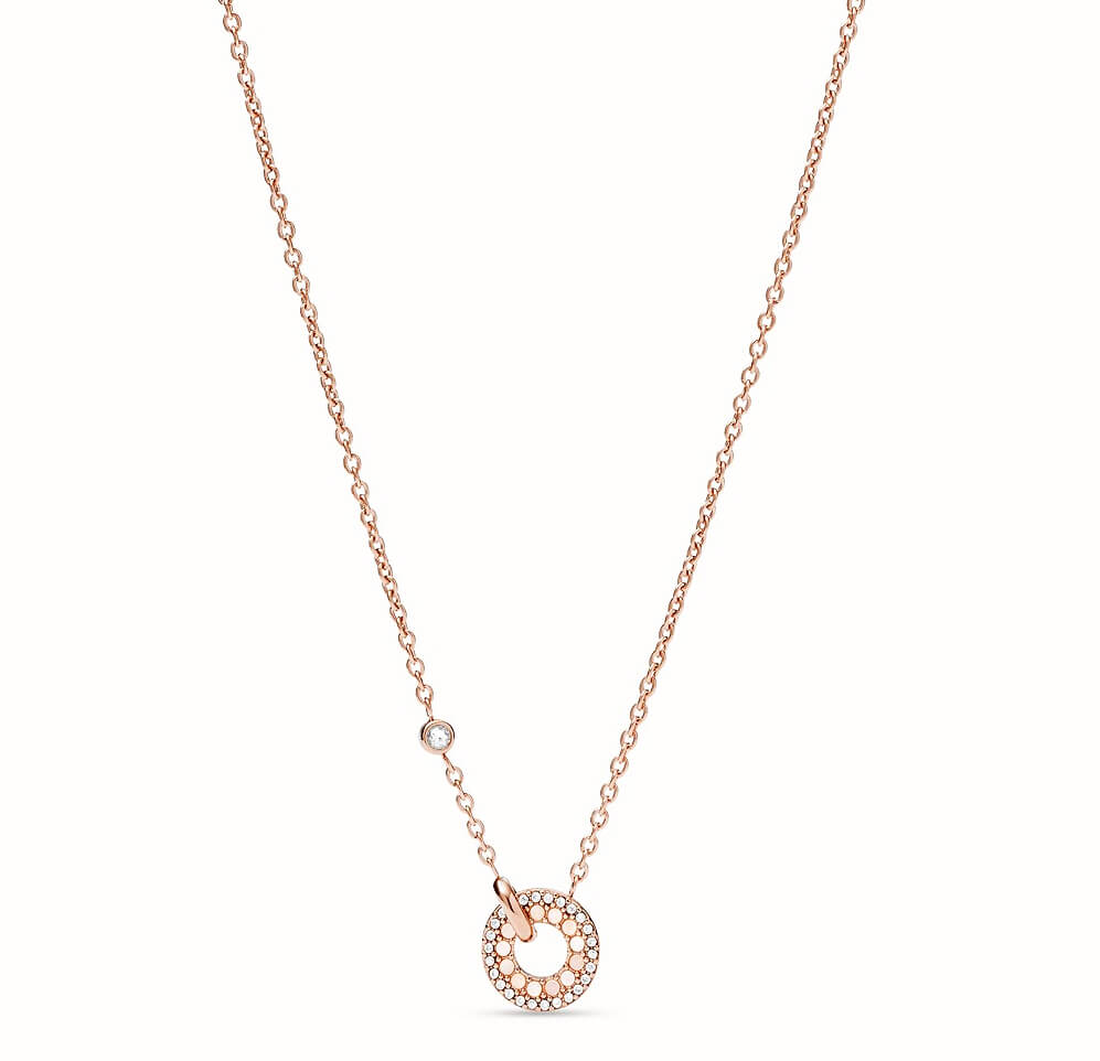 FOSSIL Links rose gold and mother-of-pearl necklace