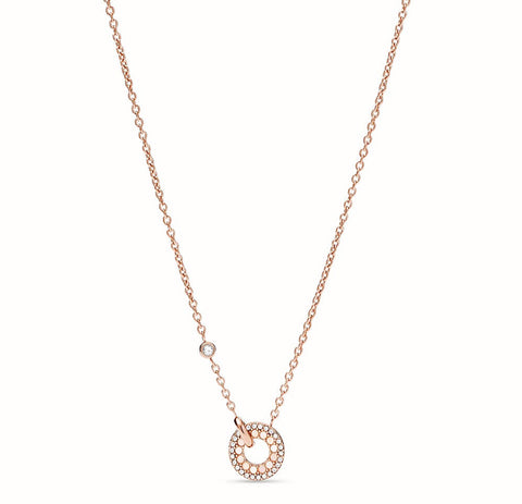 FOSSIL Links rose gold and mother-of-pearl necklace