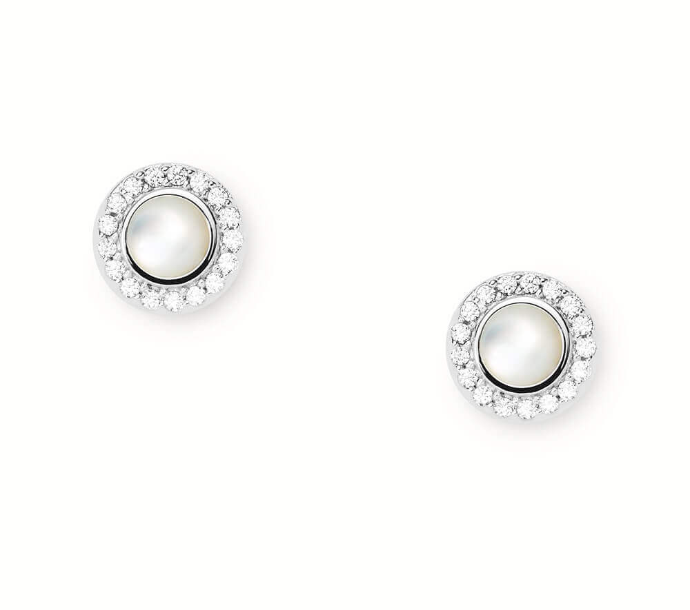 FOSSIL Little Charms silver and mother-of-pearl earrings