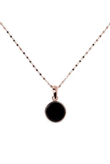 Bronzallure Alba Mini Disc Black Onyx Necklace