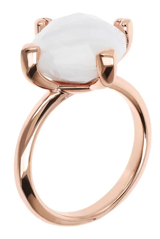 Bronzallure Faceted White Agate Cocktail Ring